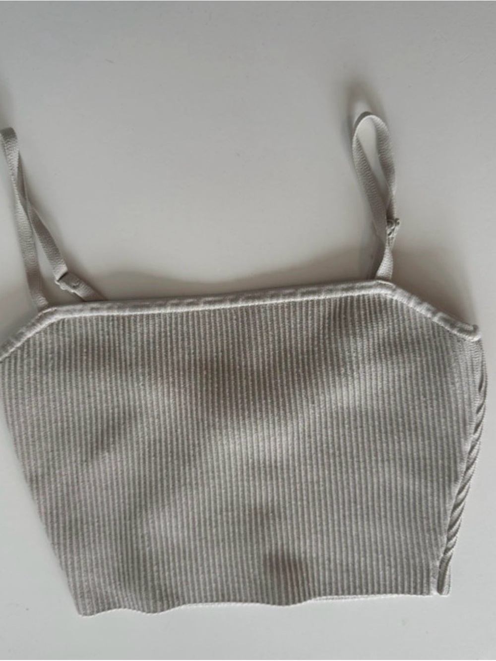 Aritzia sculpt knit Ribbed cropped Tank Top in Light Gray